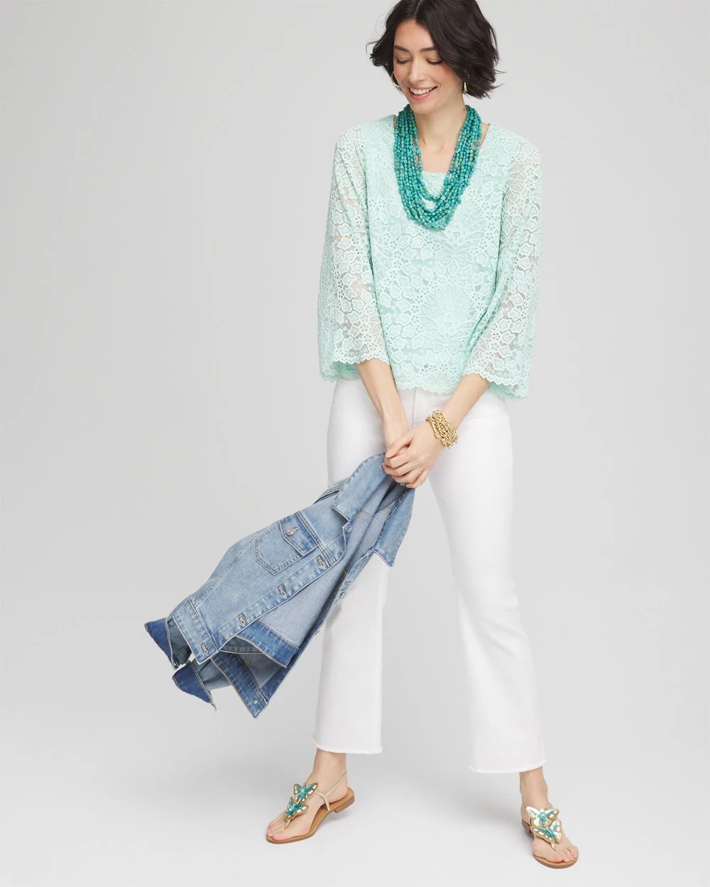 scalloped lace top